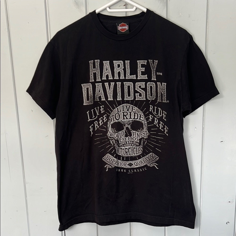 Harley Davidson Shirt Tee Black Size Large Men’s Skull
